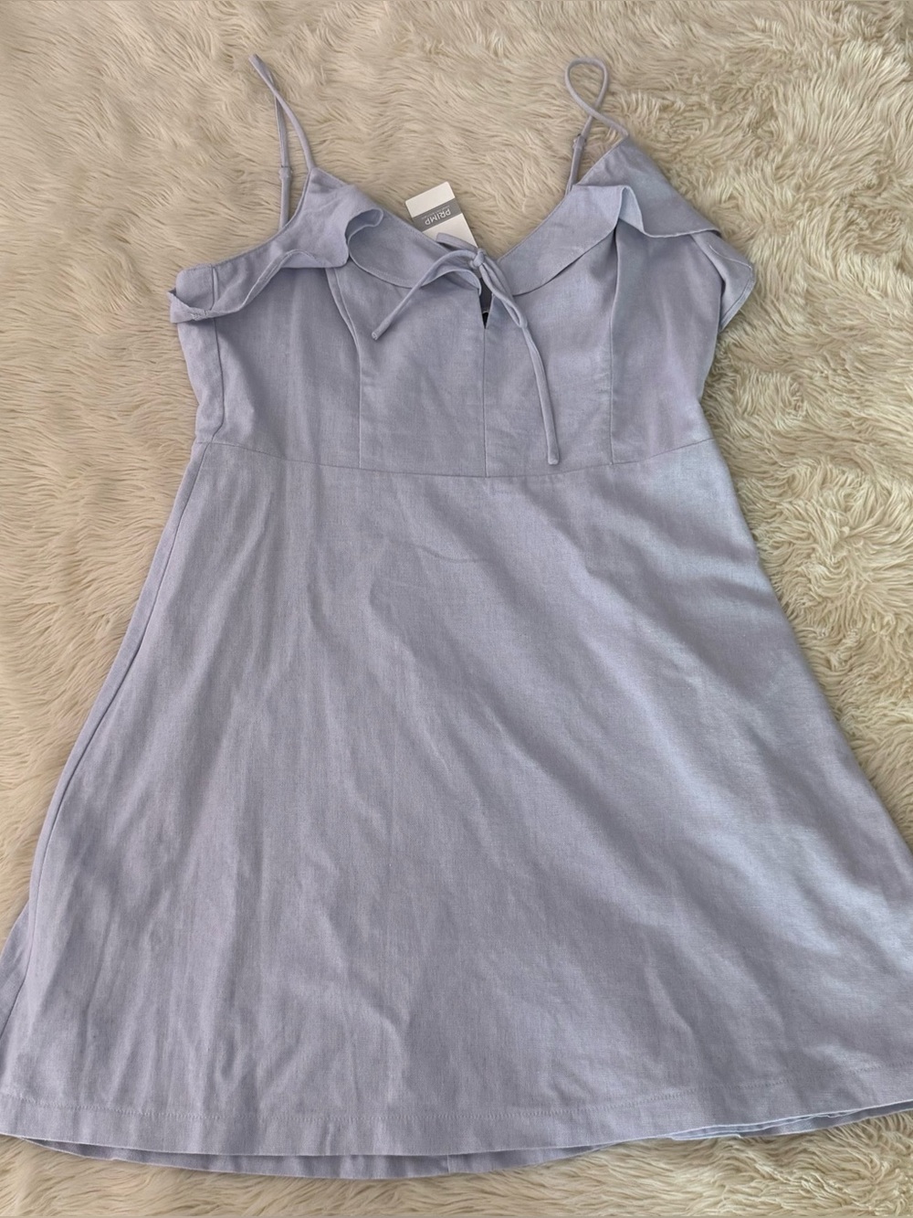 Lush light blue Ruffle Tie-Front Mini Dress